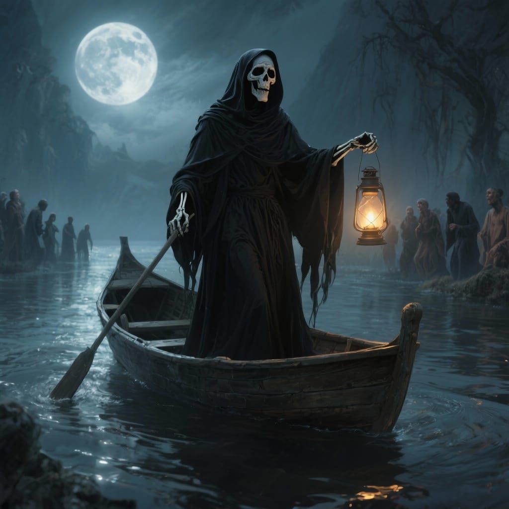 Death Guiding Souls on the River Styx