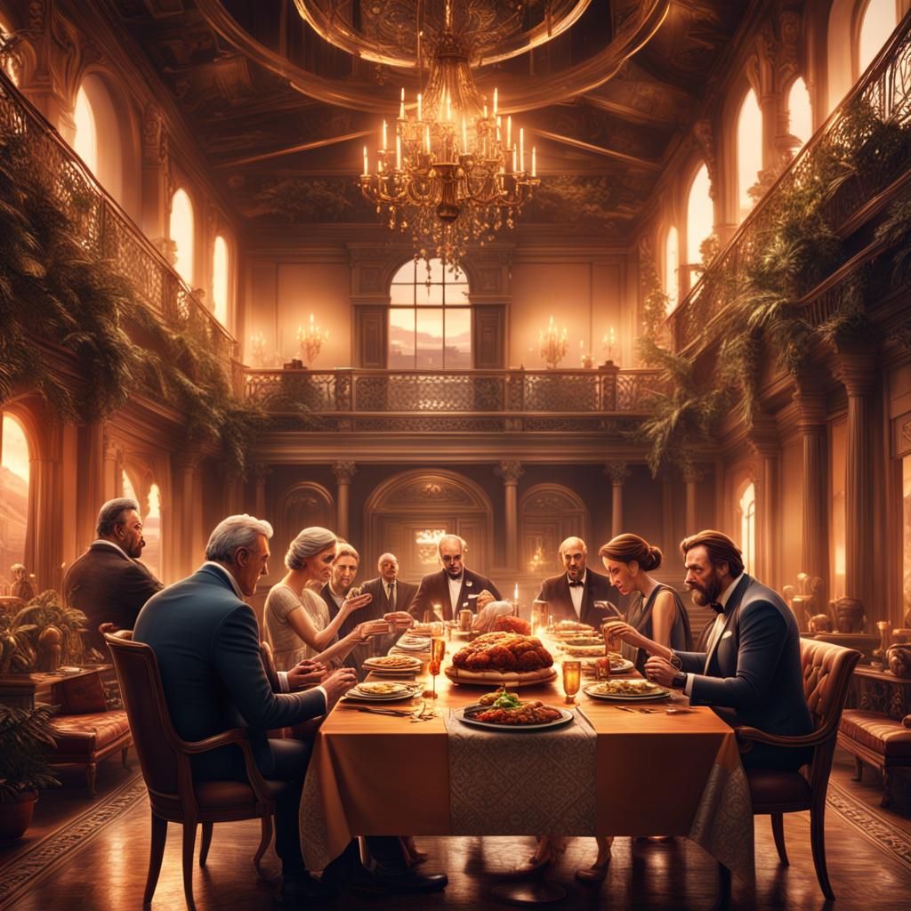 Unhappy Perfect Family Dinner: Digital Matte Painting