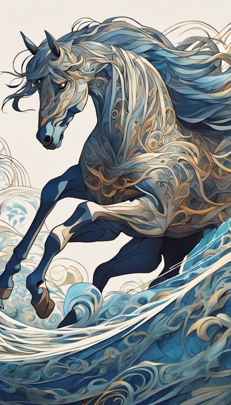 Sleipnir Norse Myth in Abstract Anime Style