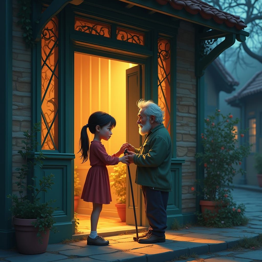 Kind Teenager Helps Elderly Man Through Doorway