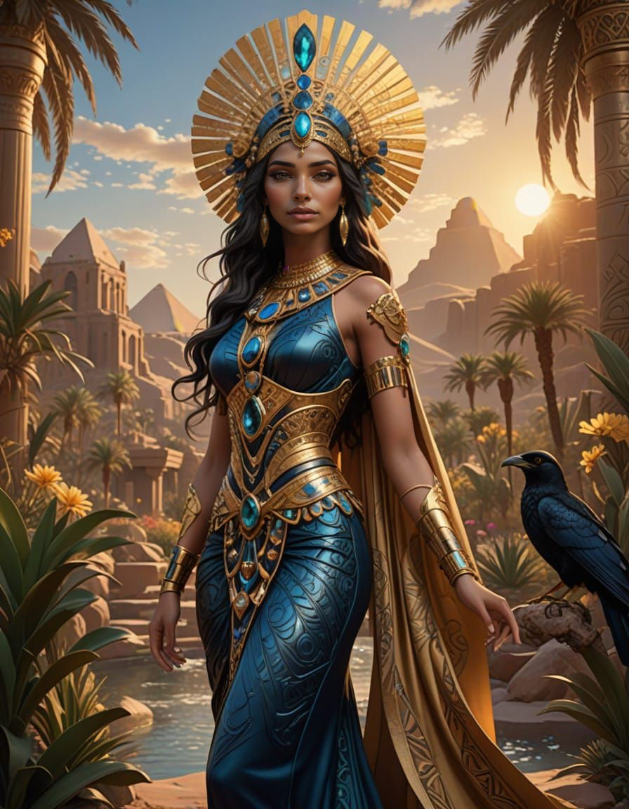 Egyptian Goddess in Golden Hues