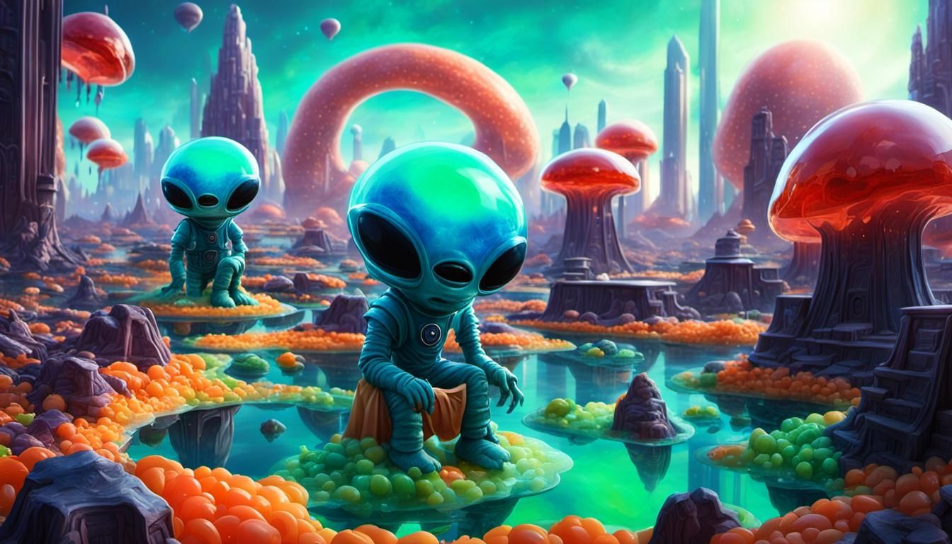 Surreal Jello Alien Civilization Landscape