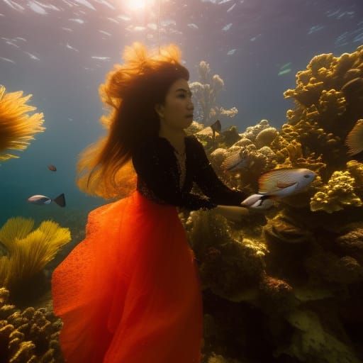 Terrified Boy Underwater: 3D Matte Painting