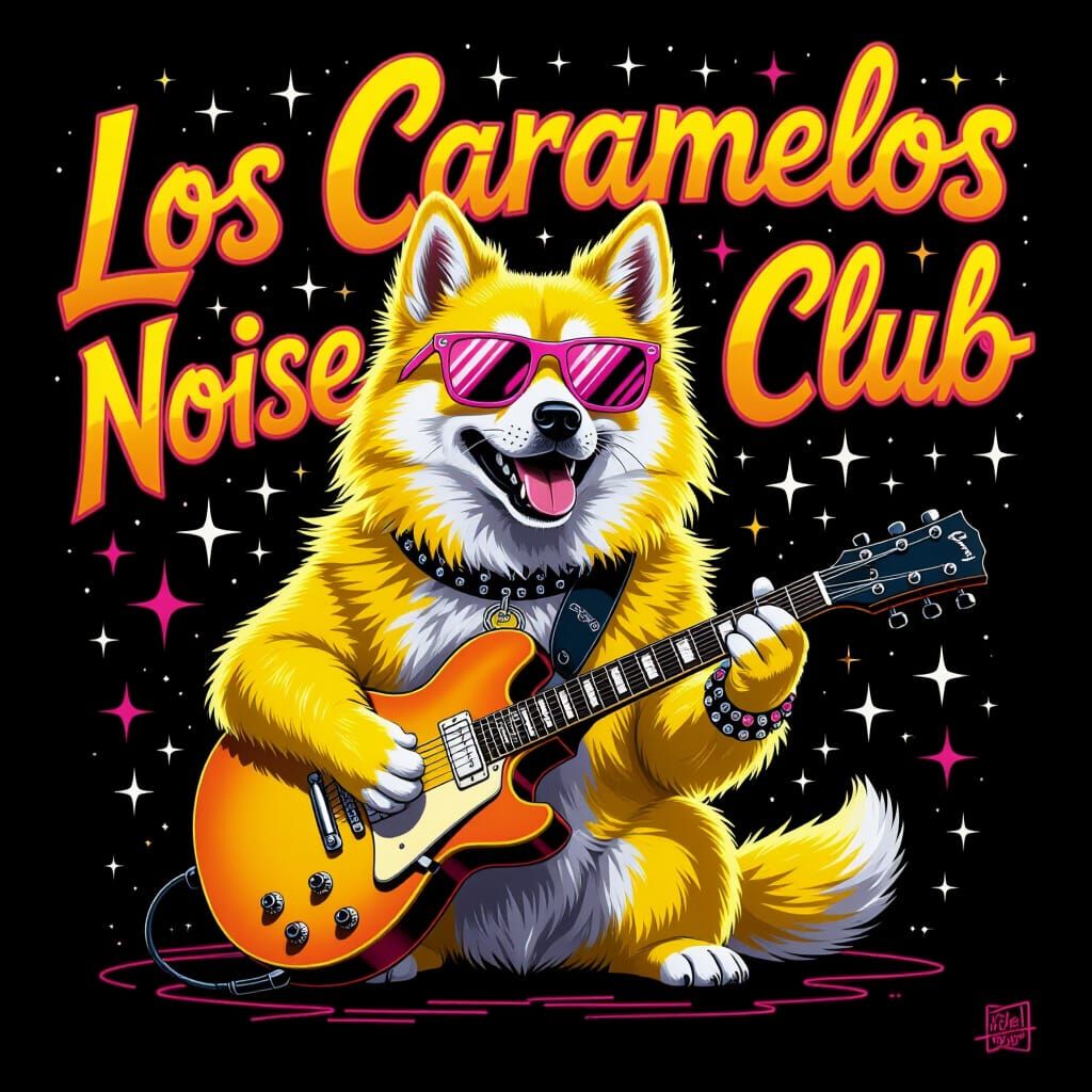 Vibrant Canine Rock Star with Sunglasses in Neon Style