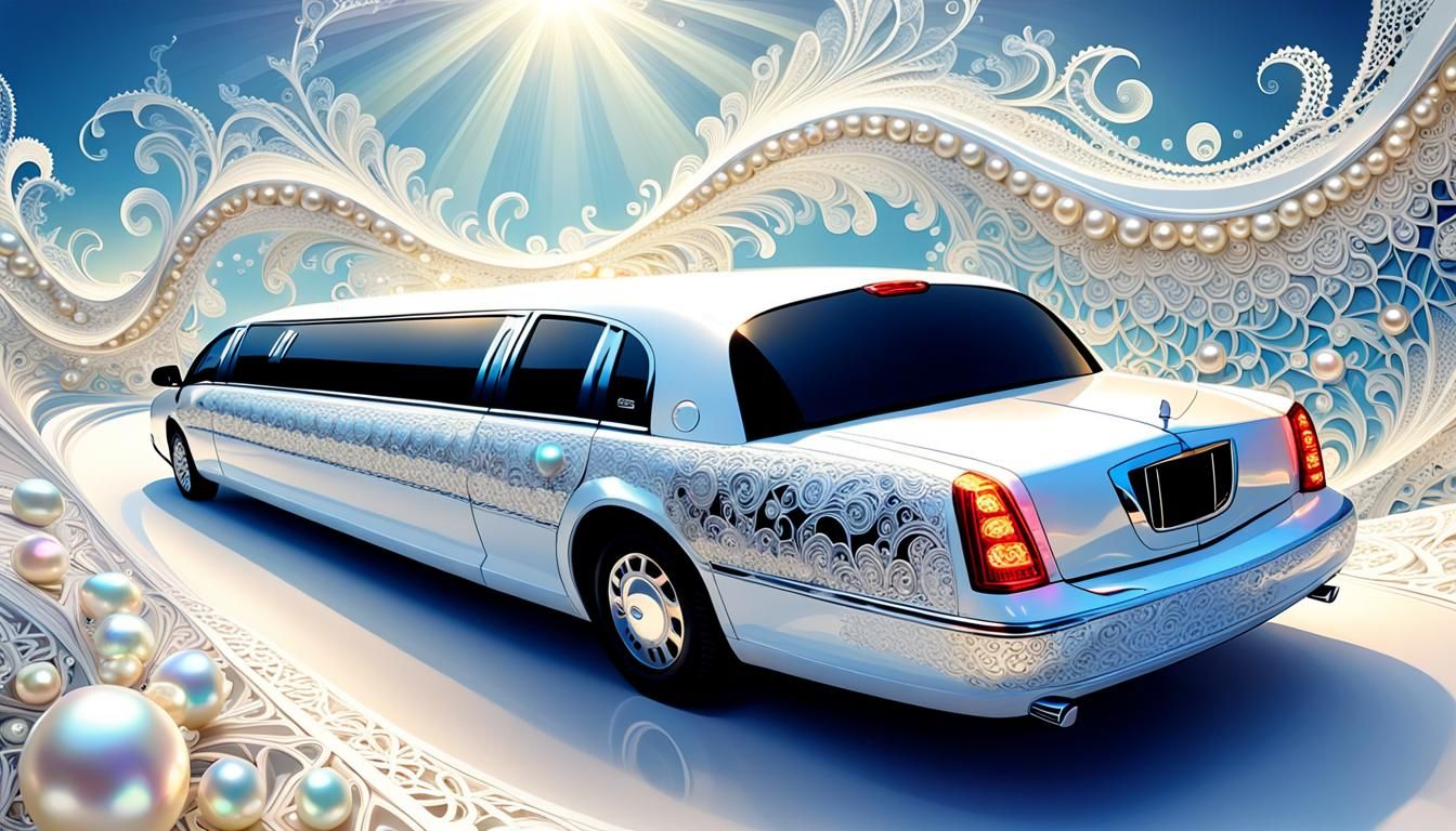 Lace Limousine with Pearls and Diamonds in Abstract Style