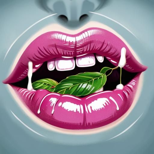 Alluring Lips Devouring a Cherry