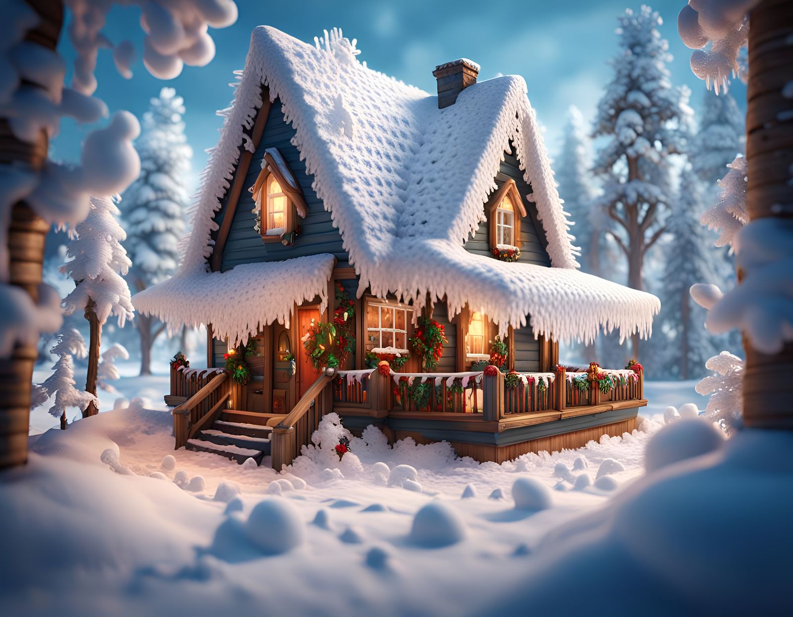 Crochet Winter Wonderland: Fantastical Matte Painting