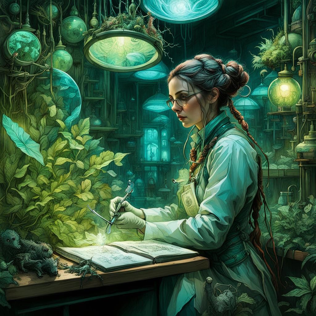 Organic Lab Scene with Fantasy Elements
