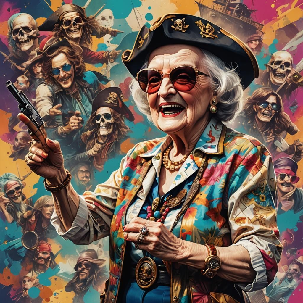 Playful Portrait with Pirate Hat and Sunglasses