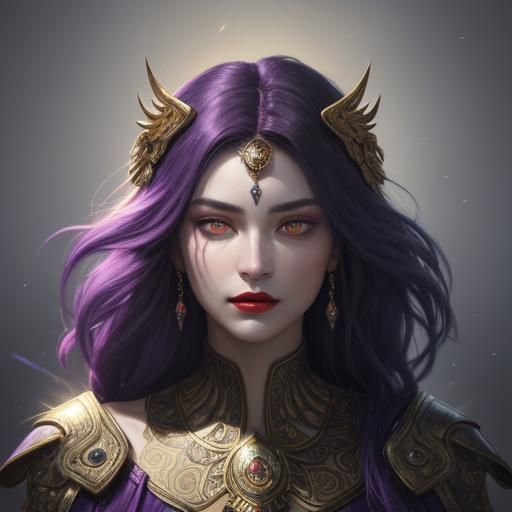 Exotic Woman with Feathers, Oil Painting Style