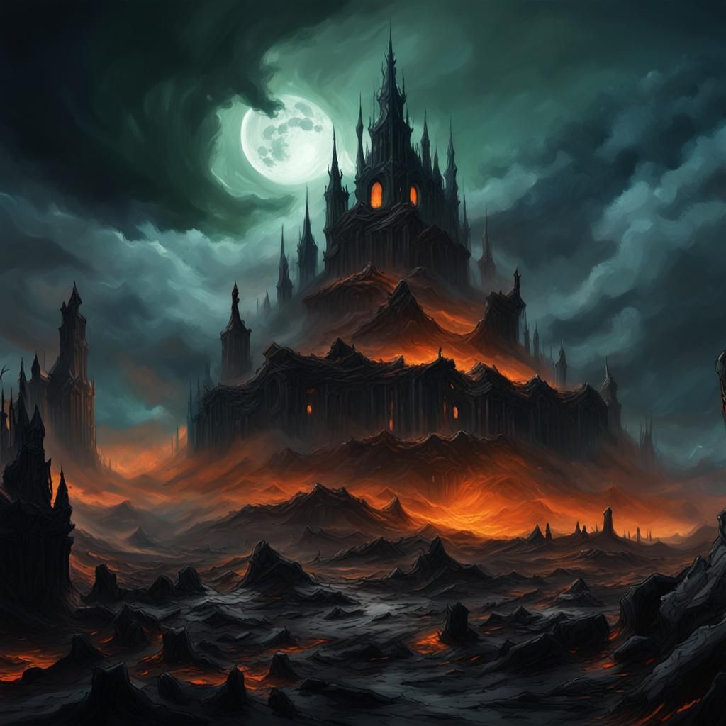 Apocalyptic Landscape with Death Cloud, Dark Fantasy Art