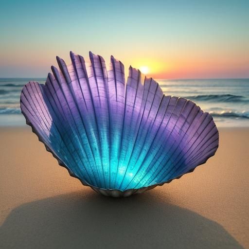 Spiny Murex Shell on Beach in Watercolor Style