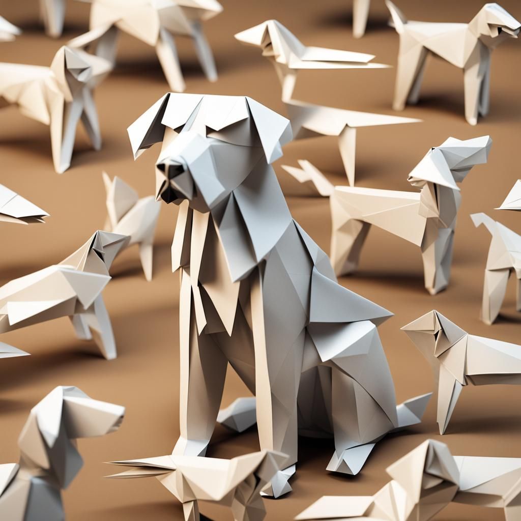 Origami Dog Papercraft in 8K Resolution