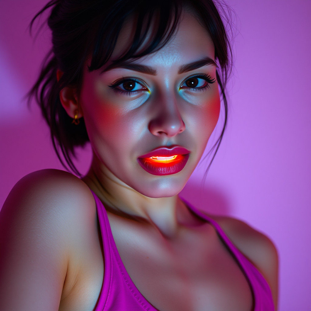 Beautiful Woman with Mannequin Arm in Photorealistic Style