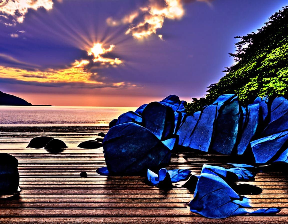 Surreal Golden Hour Masterpiece with a Globe over the Beach