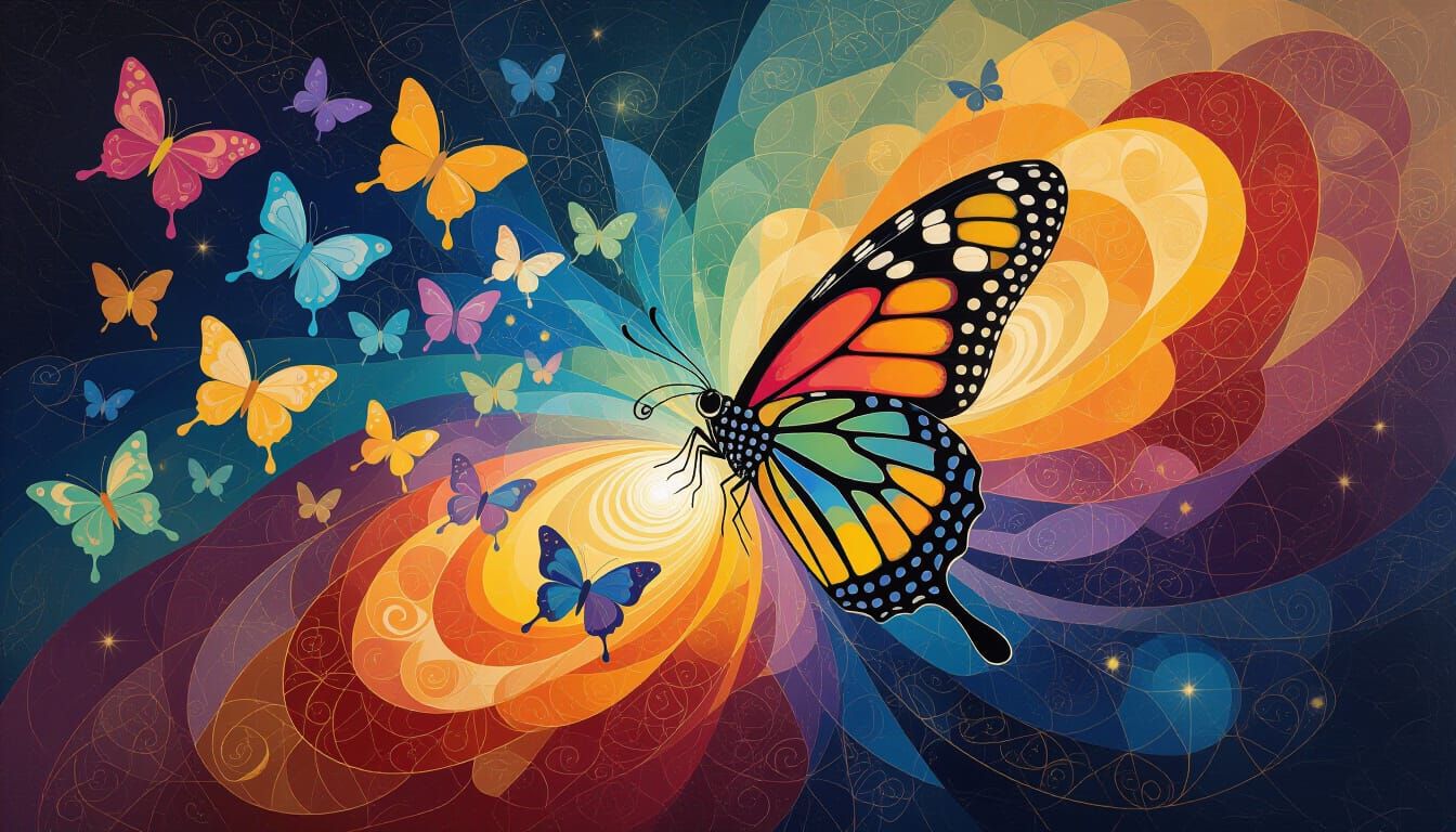 Cosmic Butterflies Emerge in Dreamlike Surrealism