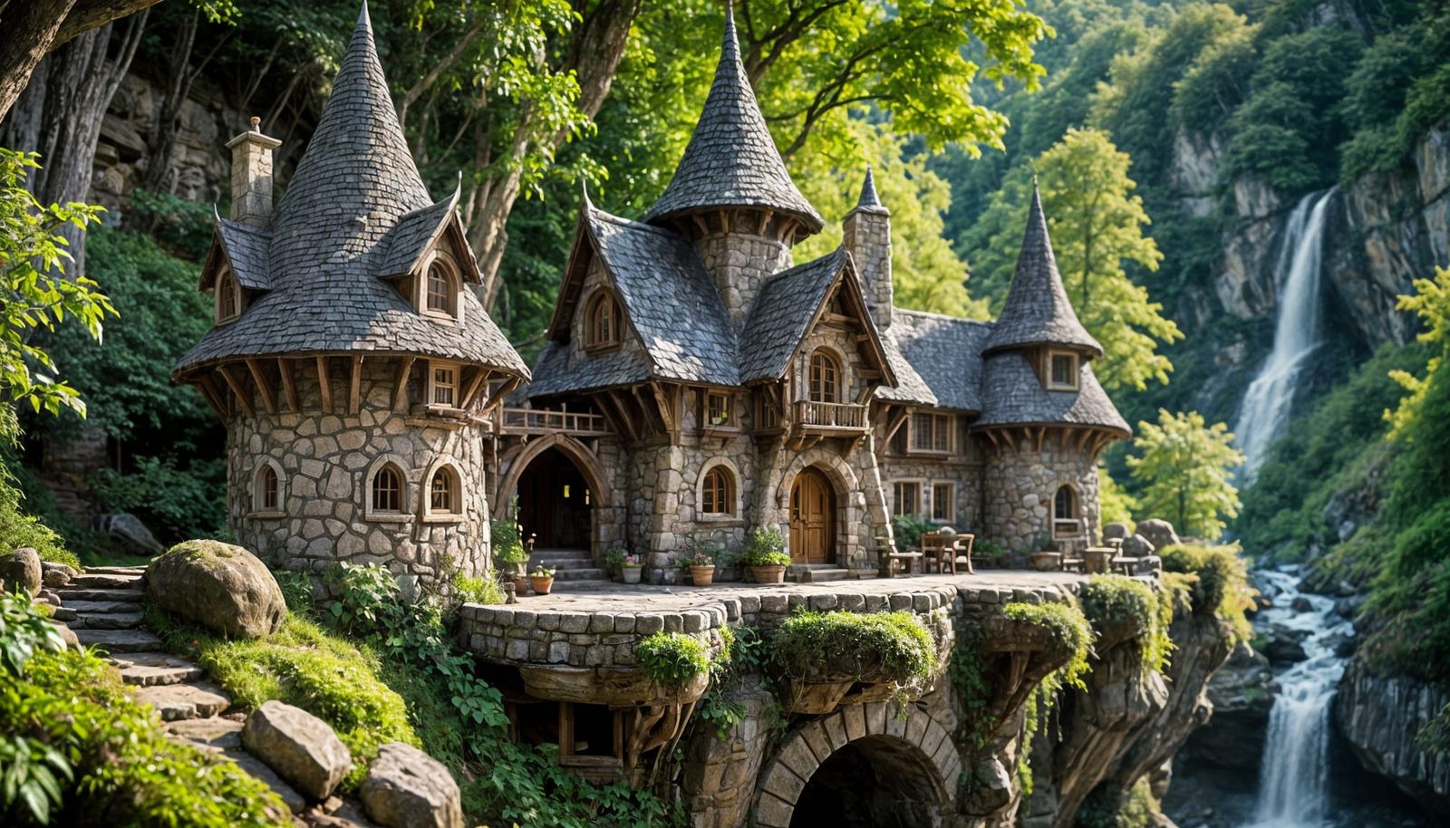 Whimsical Elven Cottage Overlooking Wooded Gorge