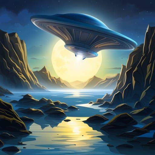 Futuristic Alien Spaceship Digital Rendering