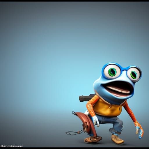 Crazy Frog Motorcyclist in 3D Digital Art