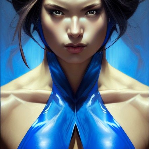 Ninja Woman Portrait in Hyperdetailed Comic Book Style