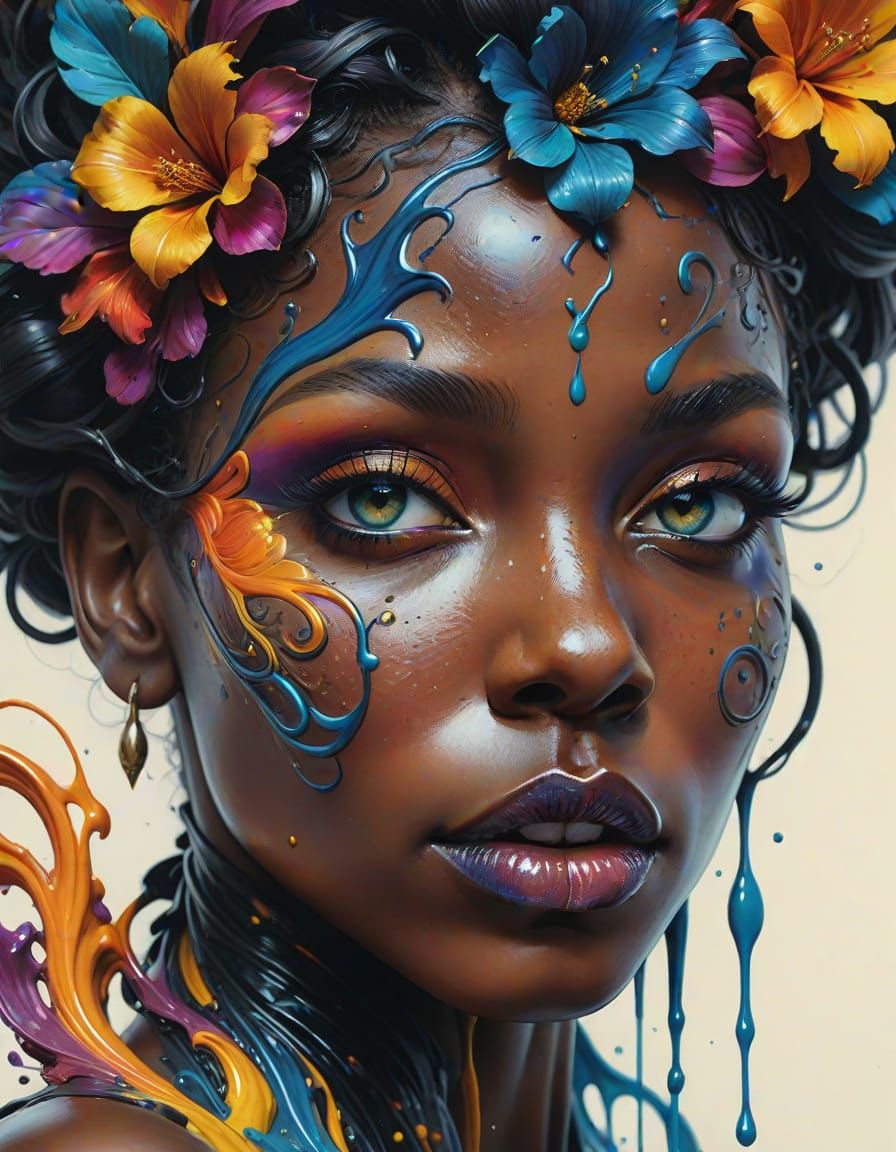 poppionamisseyeeye, poppi on a miss eye eye, colorful ink fl...