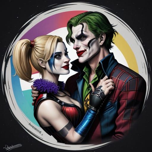 Harley Quinn and Joker in Comic Book Style