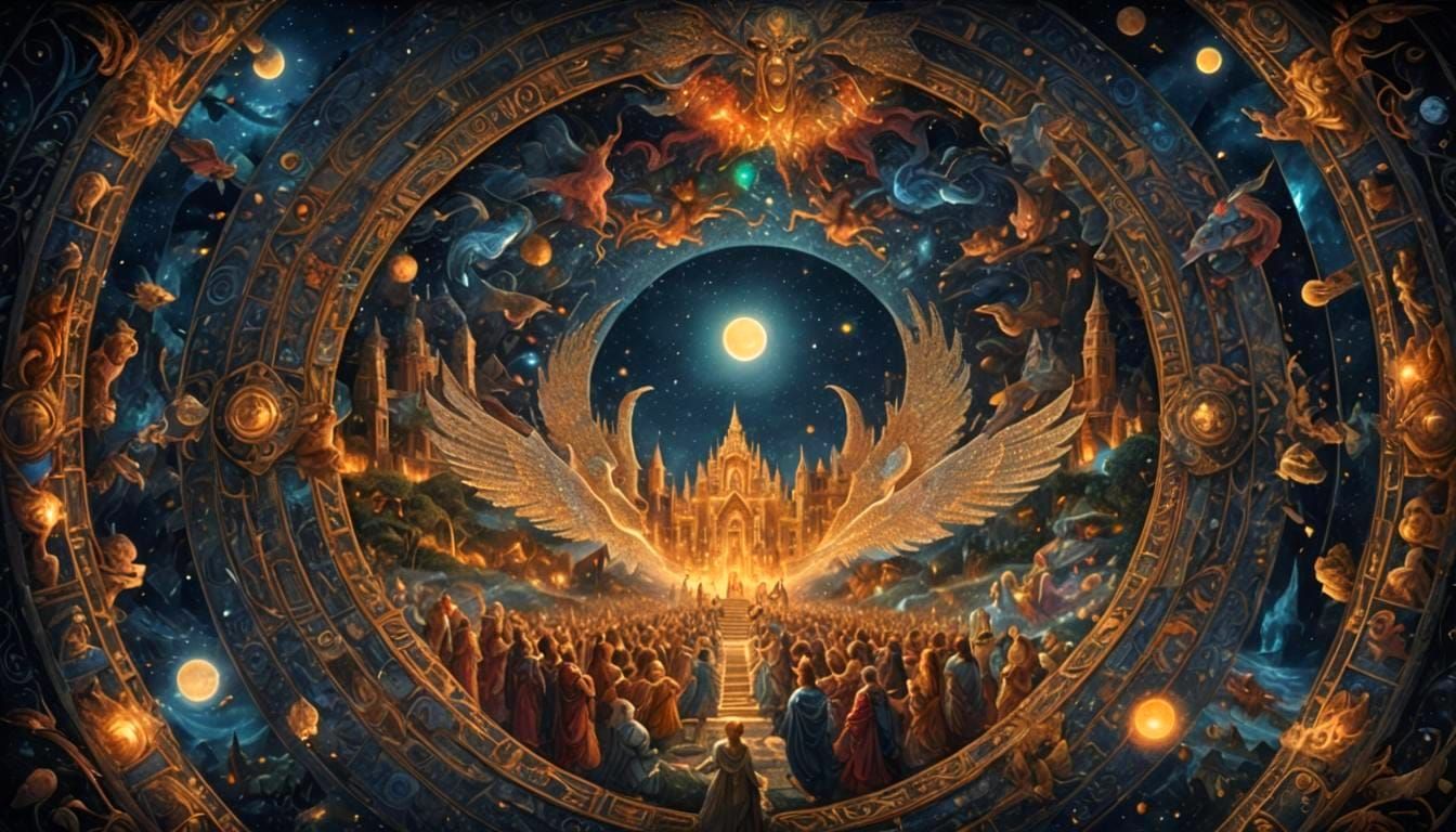 Enchanted Kingdom at Midnight in a Mosaic Style