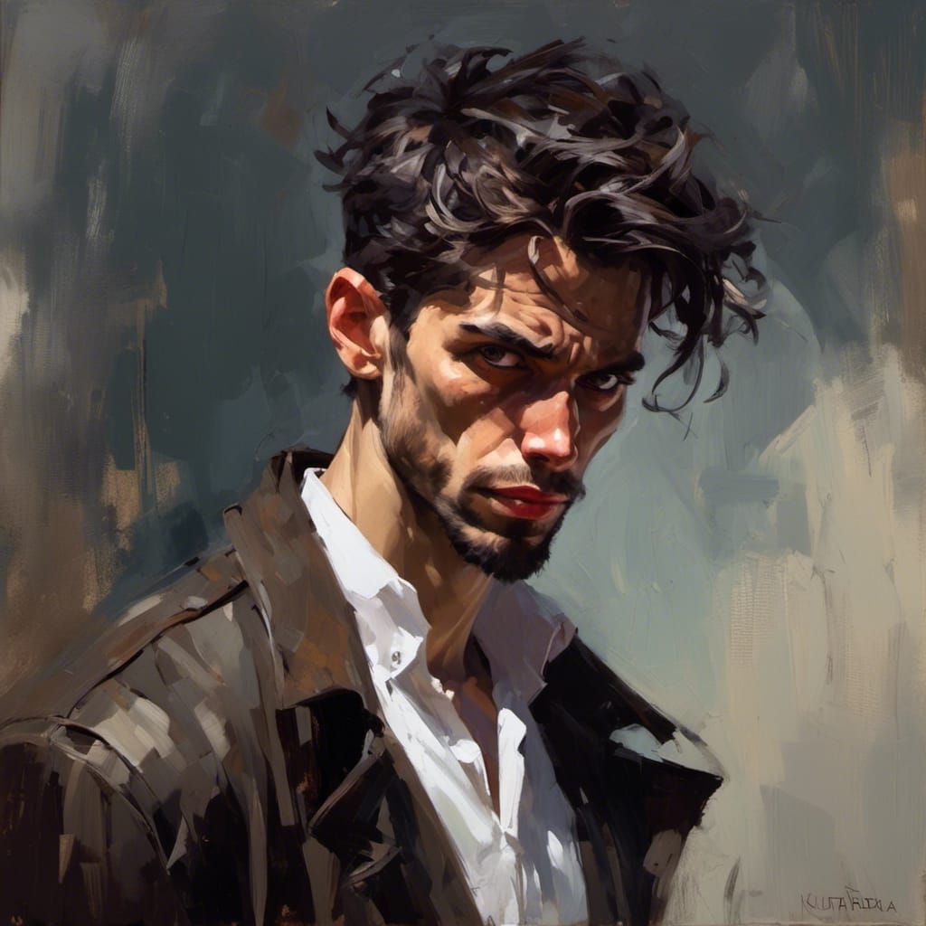 Dramatic Portrait of a Skinny Young Man