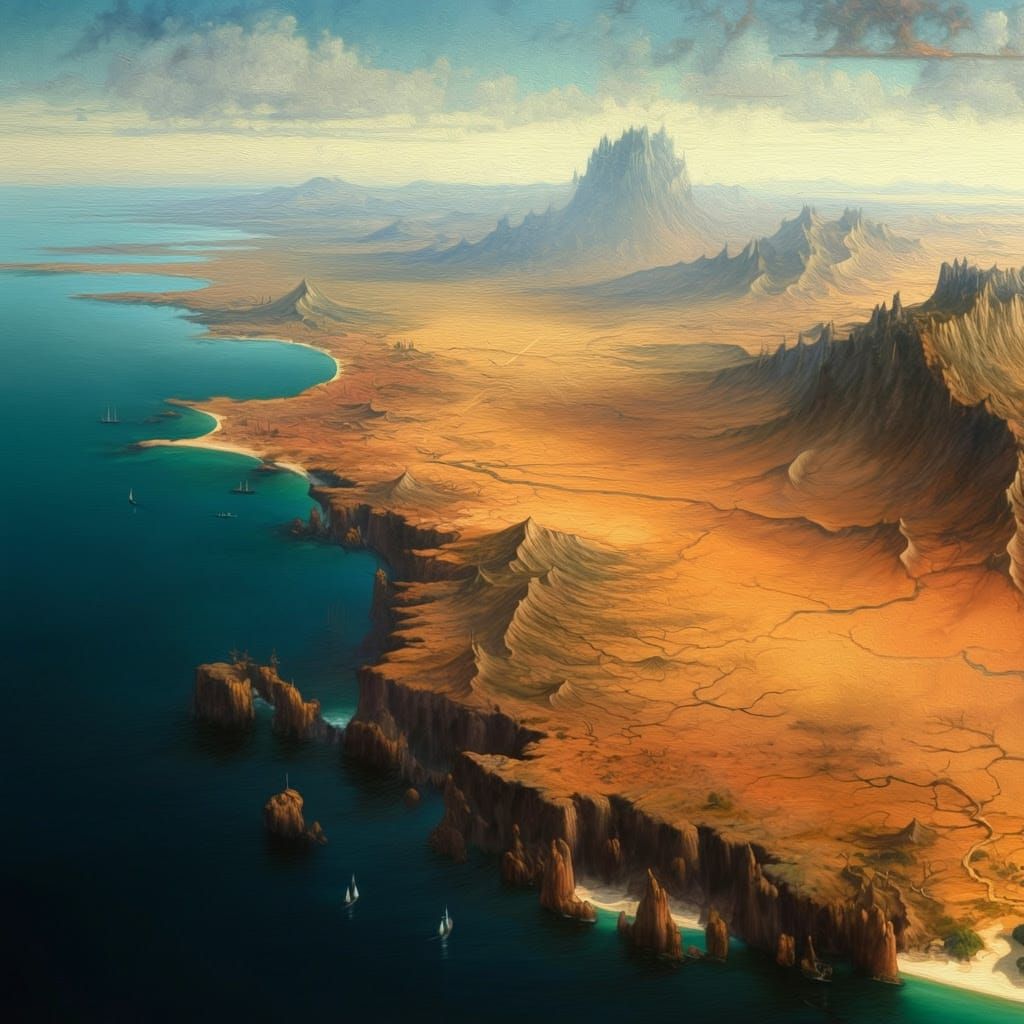 Idyllic Desert Oasis in Vibrant Oil Painting