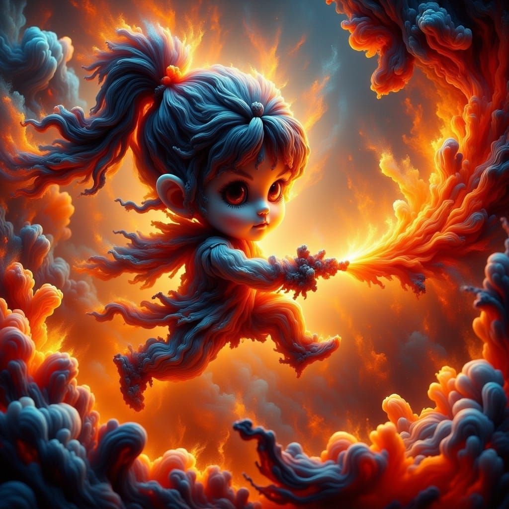 Chibi Karate Girl in Dark Fantasy Style