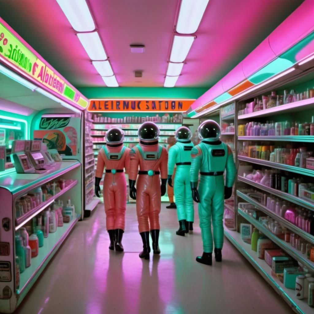 Retro-Futuristic Space Station Convenience Store in Raypunk ...