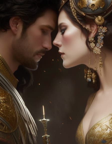Fantasy Couple in Lavish Clothing, Digital Masterpiece
