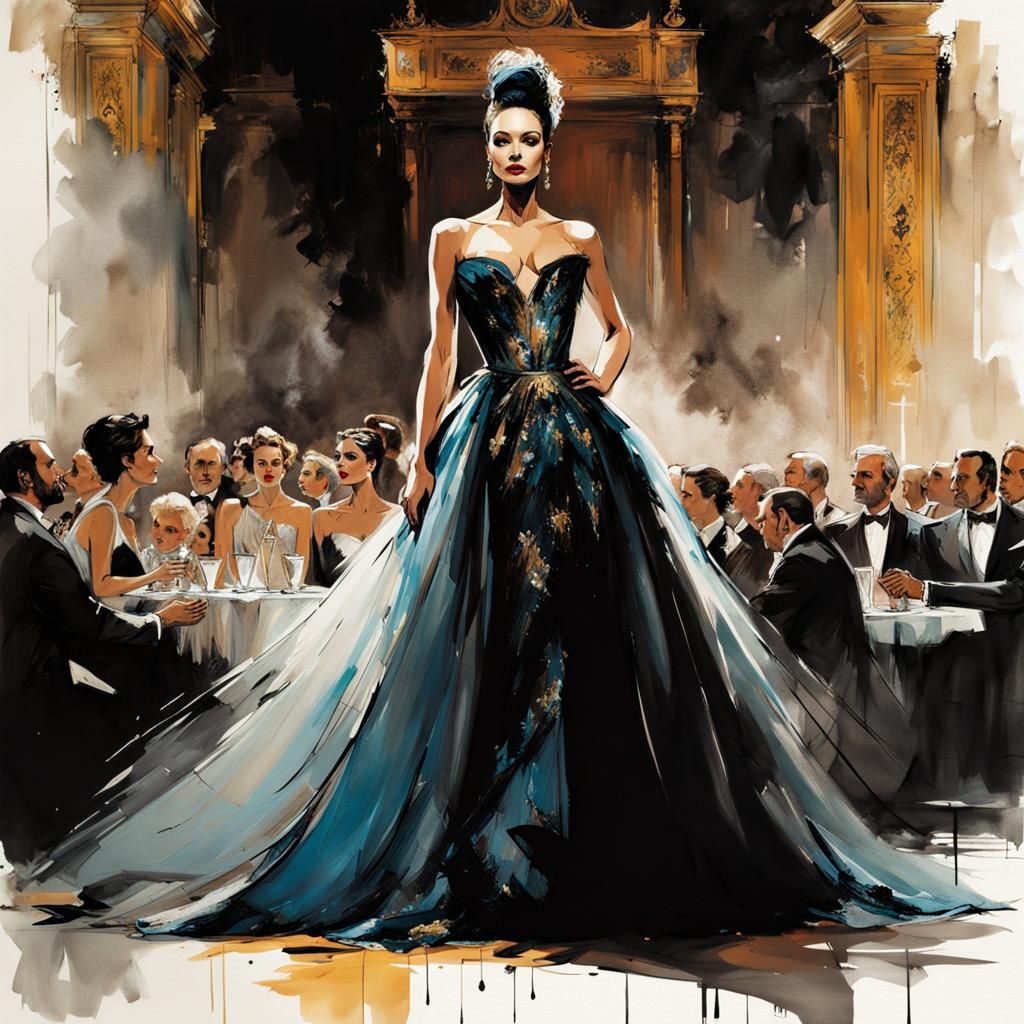 Actress in Couture Gown Accepting Award