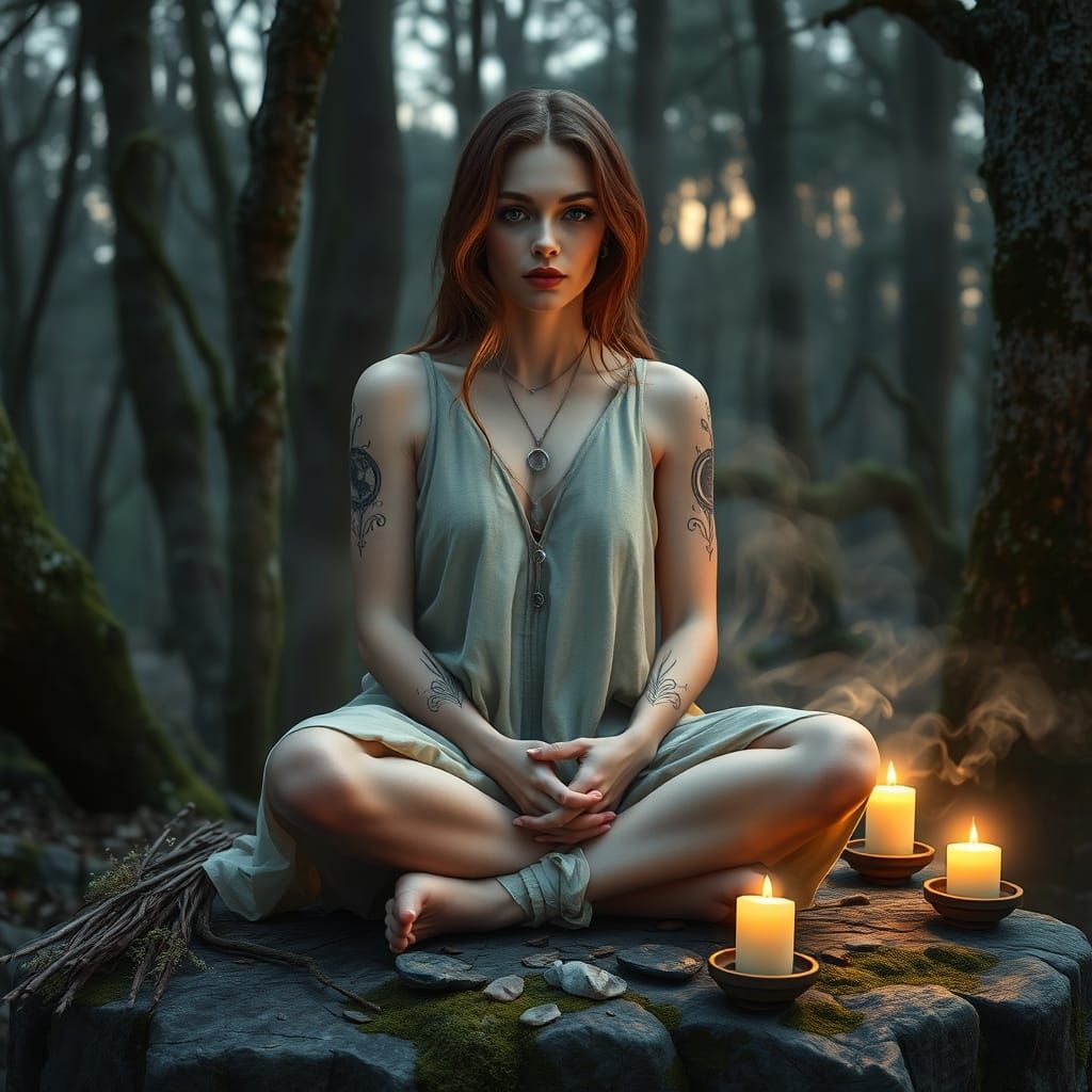 Mystical Slavic Woman Portrait in Digital Art Style