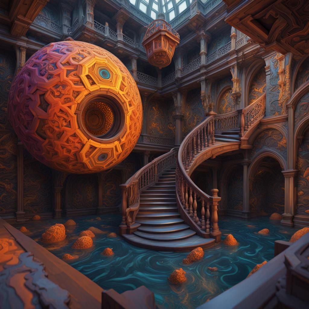 Fantastical Optical Illusion in Escher Style