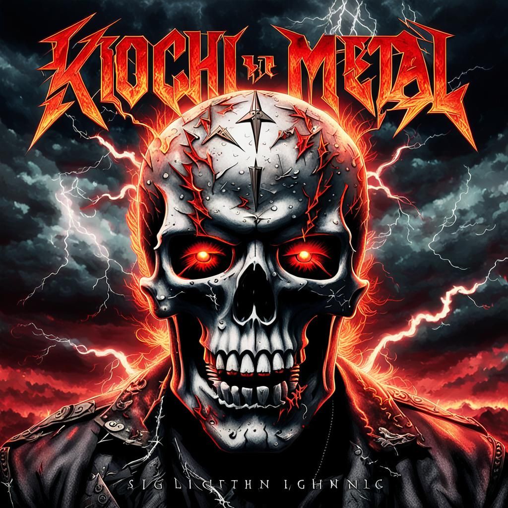 A dark and intense album cover for a heavy metal rock band.