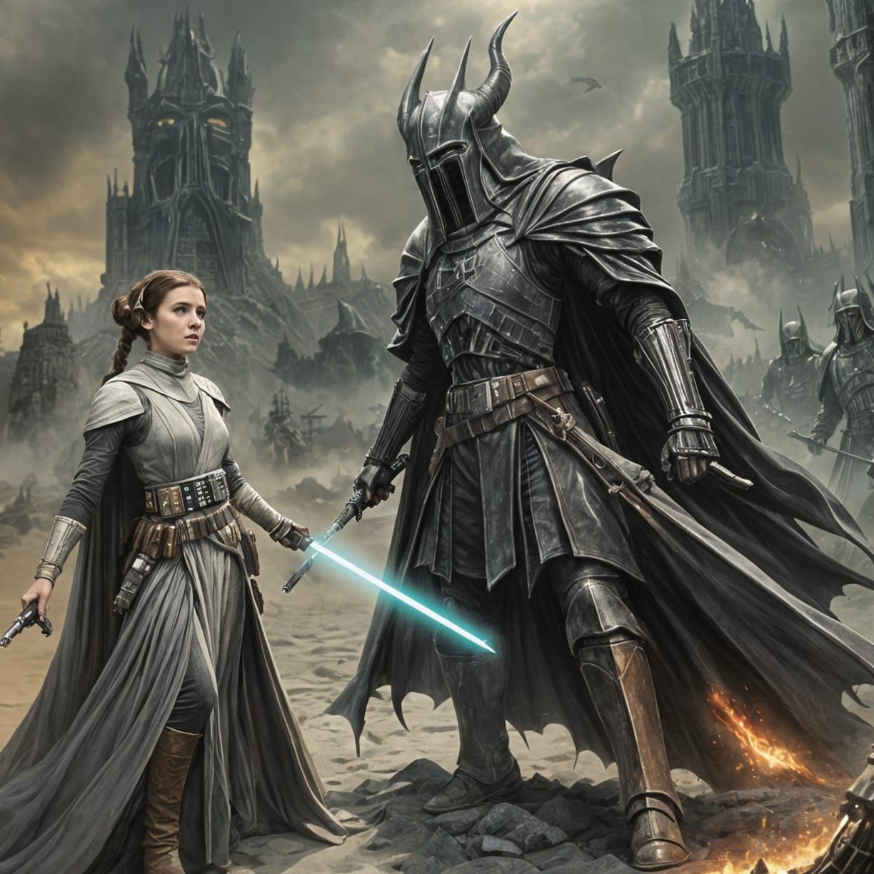 Eowyn Confronts the Witch King: Fantasy Concept Art