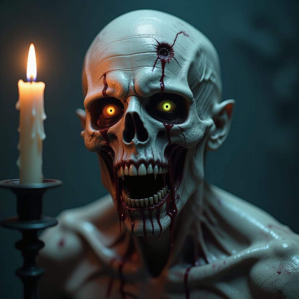 Grotesque Deformed Being in Gothic Horror Style