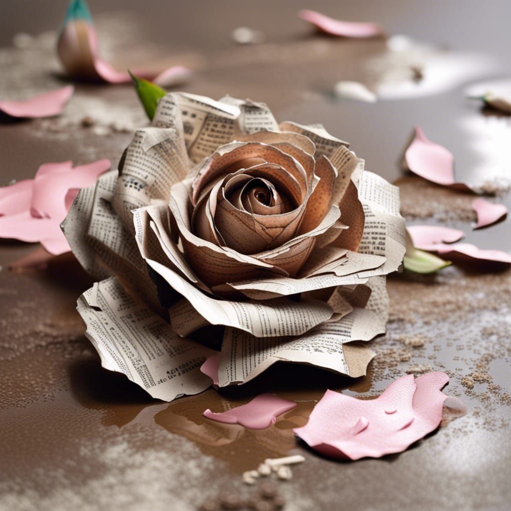 Newspaper Rose on Soggy Floor