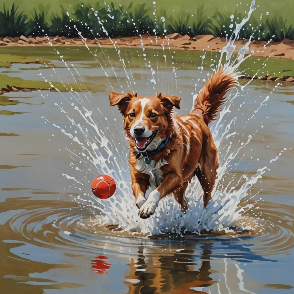 Dog's Delight: Red Heeler Mix in Gouache