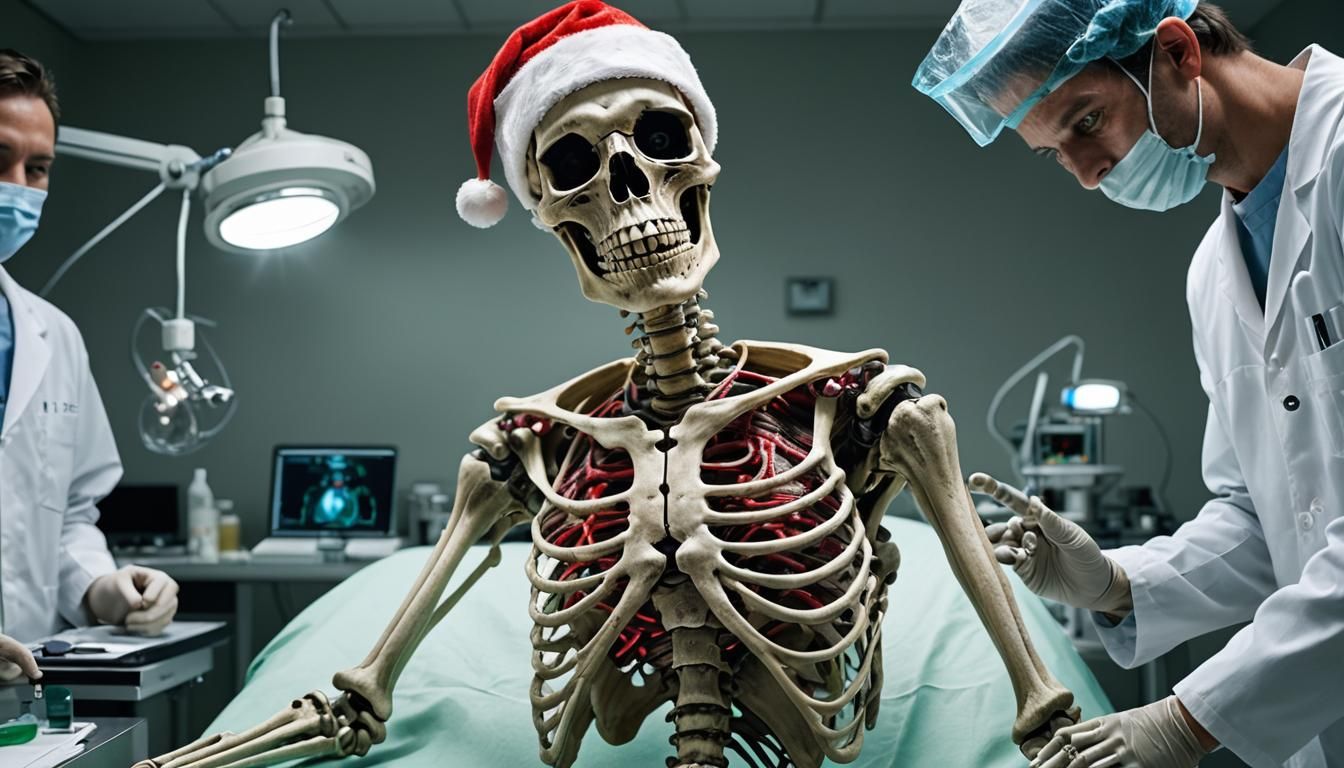 Skeleton Santa Performing Alien Autopsy: Digital Photography