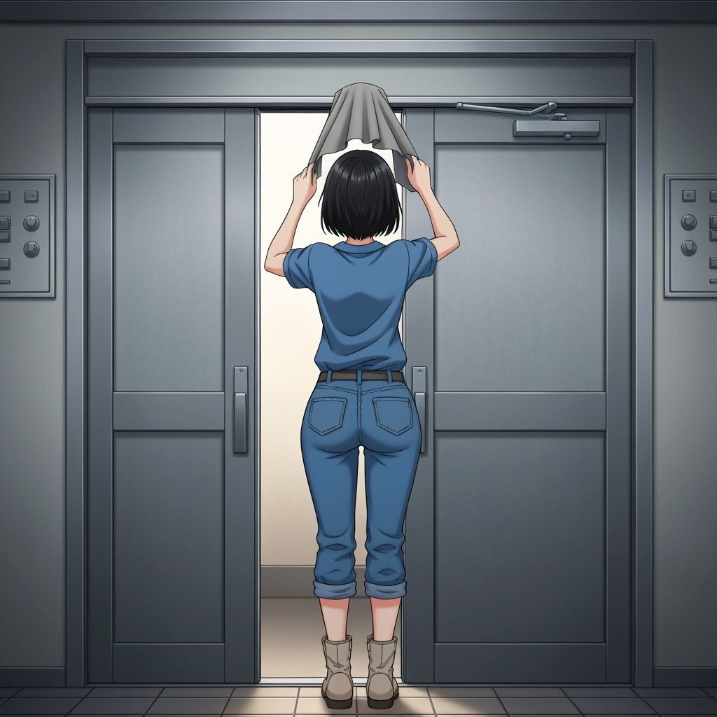 Anime Woman Under Door Curtain