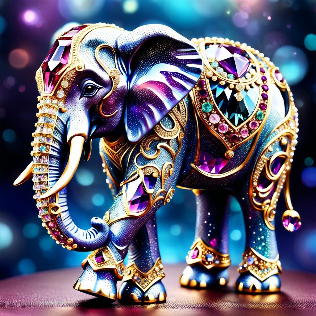 Beautiful Swarovski-Style Crystal Elephant Figurine