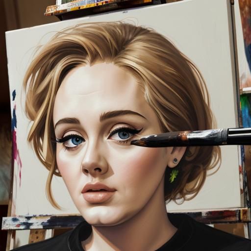 AI Lovingly Creating a Portrait of Adele