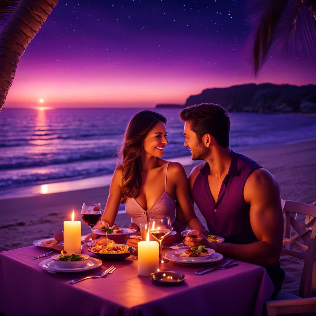 Romantic Candlelight Dinner on the Beach
