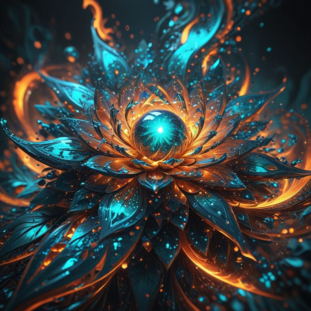 Surreal Fractal Geometry in Vibrant Flames Concept Art