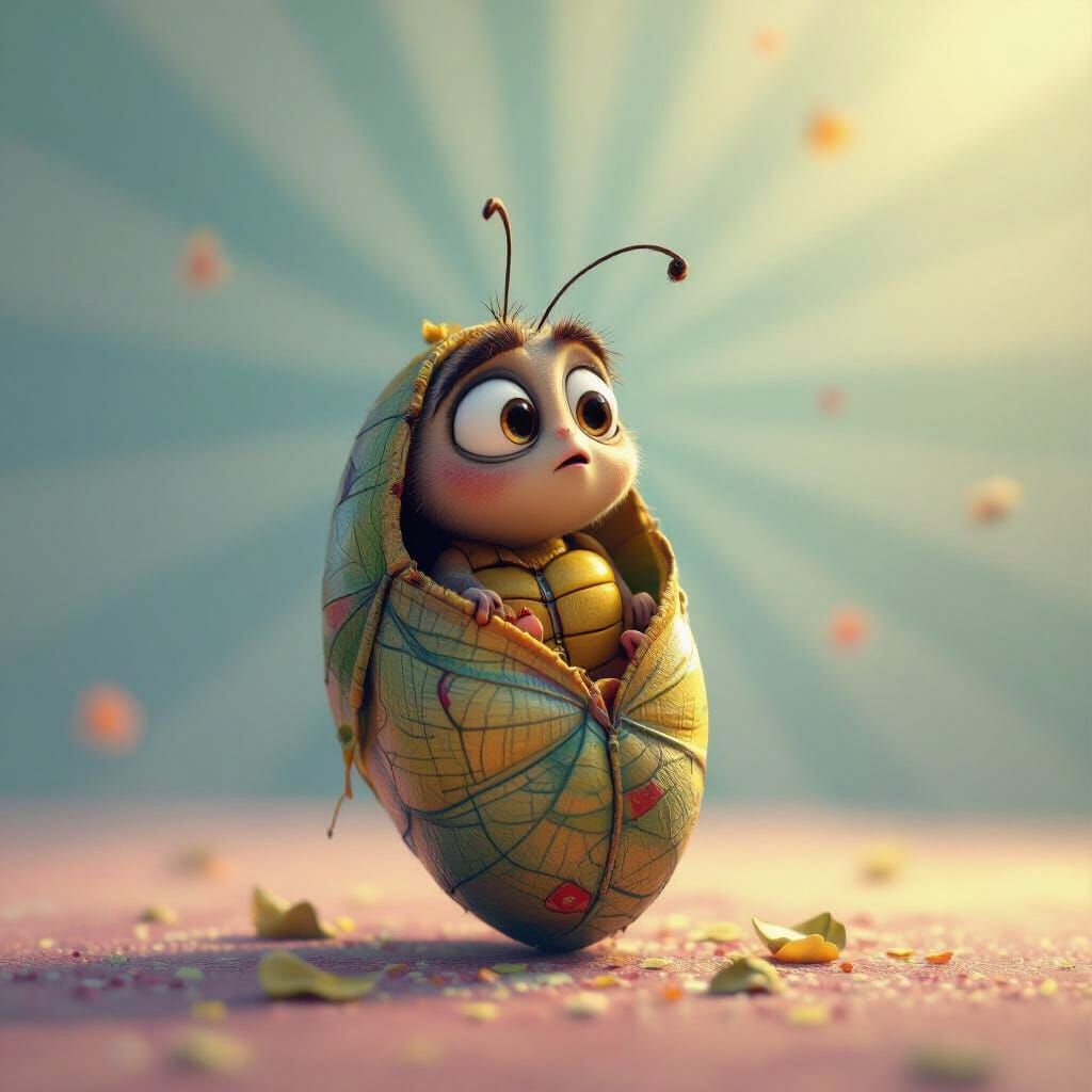 Confused Butterfly Emerges: Pixar-Style 3D Digital Art