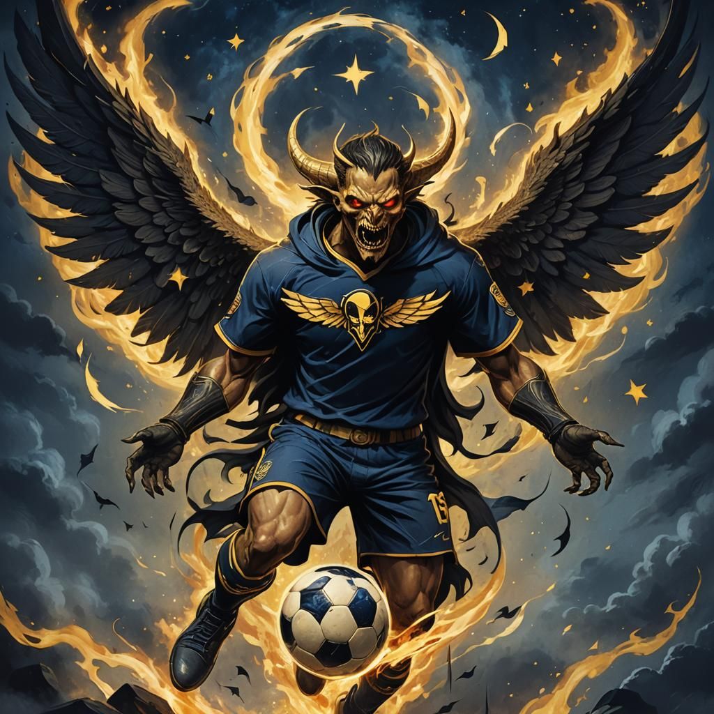 Heaven's Devils Logo: Demonic Soccer in Dark Fantasy Style