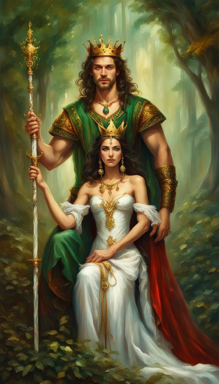 King Marries Nymph: Detailed Oil Painting