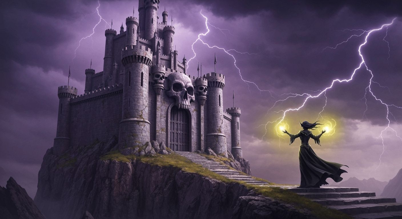 Sorceress Summons Lightning at Skull Fortress